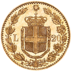 Italia Marengo 20 Lire Umberto I - Re d'Italia - immagine 2