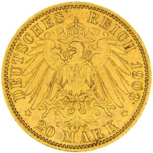 Prussia e Germania Marengo 20 Marchi Guglielmo II - immagine 2